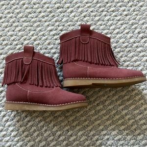 Elephantito pink fringe booties